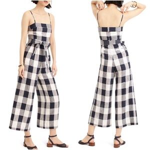 J.Crew Gingham Beauchamps Linen Spaghetti Strap Jumpsuit